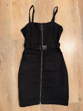 Forever 21 Black Mini Dress with Label Detail